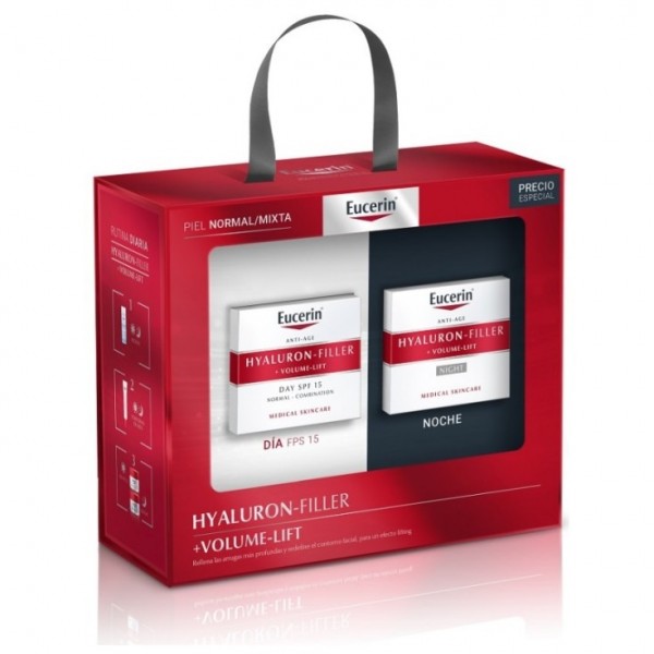 Eucerin Hyaluron-Filler Volume-Lift Pack Antiedad Día FPS 15 + Noche Piel Normal Mixta 50 ml + 50 ml