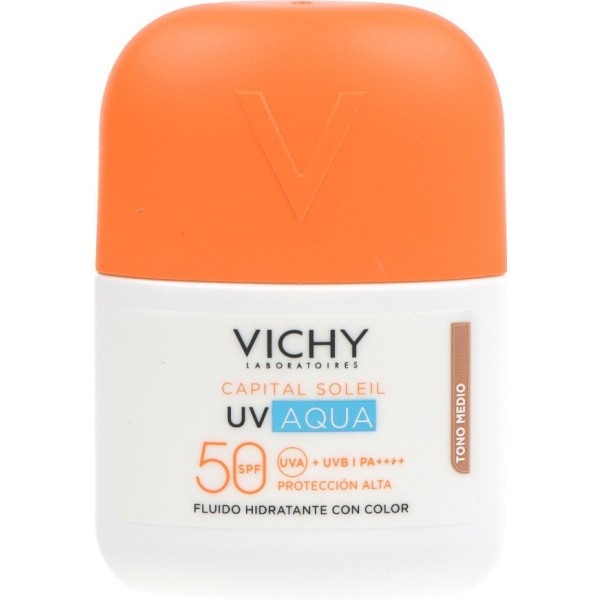 Vichy Capital Soleil UV-Age Aqua Fluido Hidratante SPF50 Tono Medio 50 ml | Protector Solar con Color