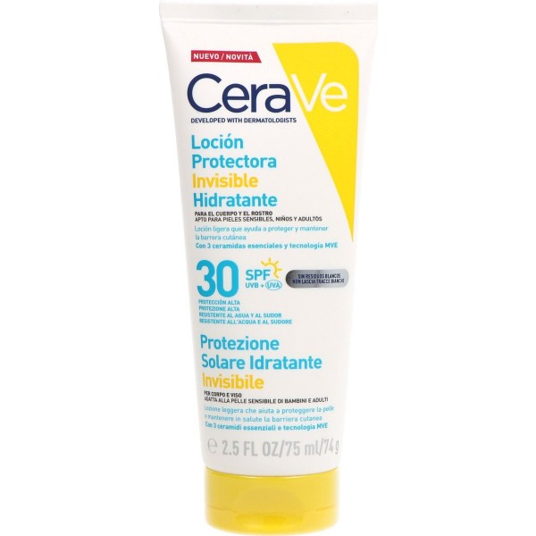 CeraVe Loción Hidratante Facial y Corporal SPF30 75 ml | Hidratación y Protección Solar Diaria