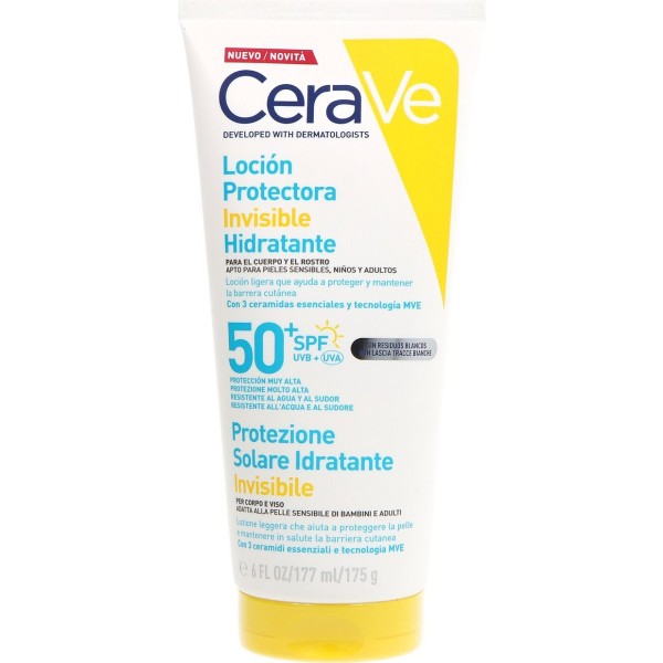 CeraVe Loción Hidratante Facial y Corporal SPF50 177 ml | Hidratación y Protección Solar Diaria